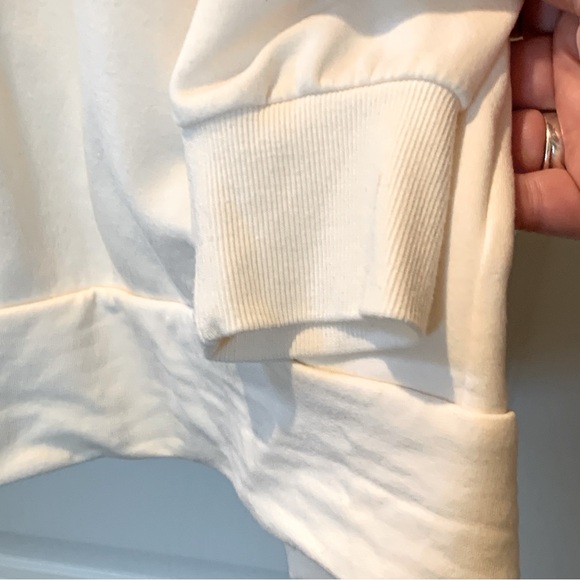 Women’s French Terry Longsleeve Pullover V-neck Hoodie Cream XXL - Picture 8 of 10